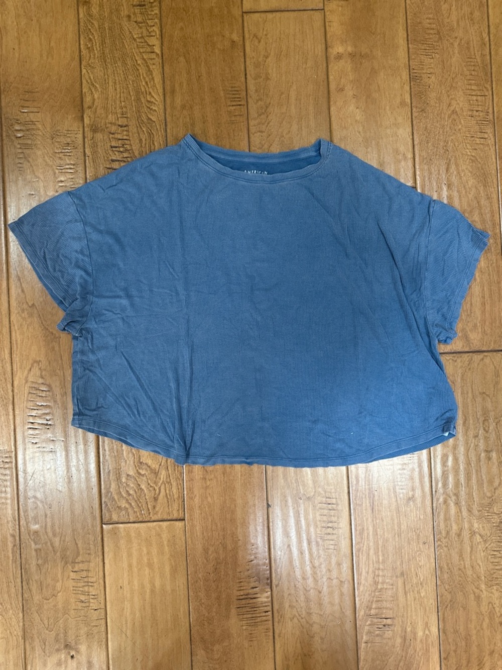 American Eagle Outfitters Blue Cropped Crew Tee